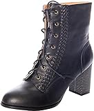 Banned Damen Schuhe Clustered Heritage Blockabsatz 50s Boots Stiefel (Schwarz, Numeric_38)