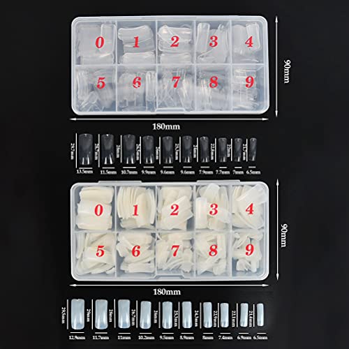 500 Stück transparent + natürliche Farbe Falsche Nagel Fake Nägel Tipps Natrliche Acryl Knstliche Nagelspitzen mit Box… – Bild 2