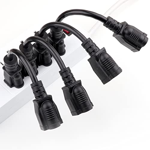 K KASONIC - 8 inch Short Power Extension Cord Outlet Saver, ETL Listed, SJTW 16AWG/13A 3 Prong Indoor/Outdoor Use, 4 Pack, Black by K KASONIC - Used condition - Image 6
