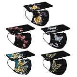 50 PCs Butterfly Disposable Face_Mask for Women,3 Ply Adults Black Butterfly_Mask With Floral Design Fashion Facemask Women Men