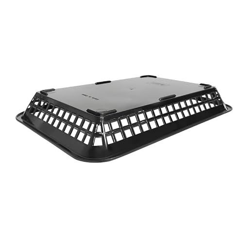 [12 Pcs] Rectangular Black Plastic Food Baskets 11.8\" x 8-1/2\" x 1-1/2\" | Grande Platter Tray Serving Baskets, Best for Fried & Fast Food, Restaurants, Bakery, Wings & Chips - Thumbnail 3