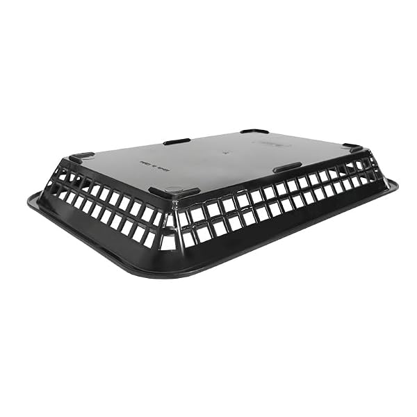 [12 Pcs] Rectangular Black Plastic Food Baskets 11.8" x 8-1/2" x 1-1/2" | Grande Platter Tray Serving Baskets, Best for Fried & Fast Food, Restaurants, Bakery, Wings & Chips by Generic - Image 3