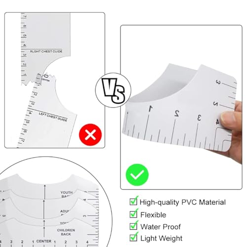 yufana T-Shirt-Ausrichtung Lineal, 8-Teiliges T-Shirt-Ausrichtungs-Lineal-Werkzeug, Schablonen-Lineal, Kurvenlineal, Kann Zum Entwerfen Von T-Shirts, Hosen, RöCken Verwendet Werden