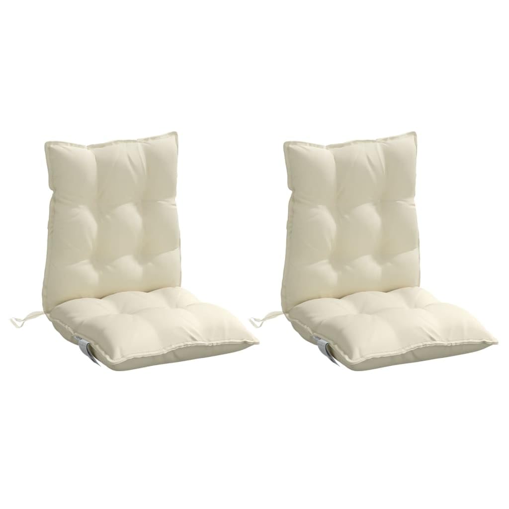 vidaXL Cojines para Silla con Respaldo Bajo 2 uds, Almohadillas para Sillón, Cojines de Asiento, Cojines para Jardín Patio, Tela Oxford Crema