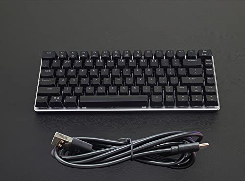 Image of Ajazz AK33 Geek Mechanical Keyboard, 82 Keys Layout, Black Switches, White LED Backlit, Aluminum Portable Wired Gaming Keyboard, Pluggable Cable, for Games Work and Daily Use, Black