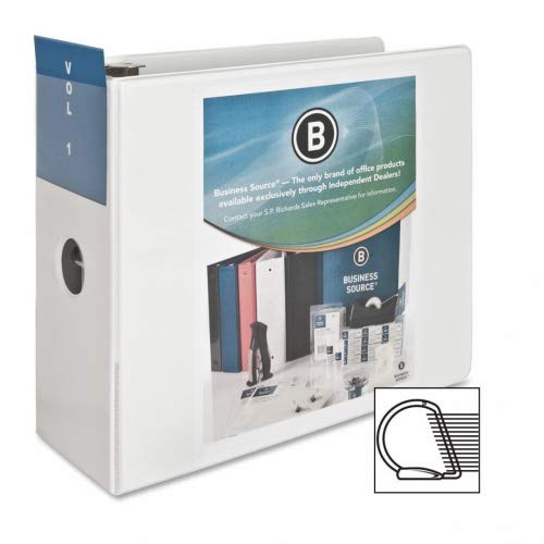 Business Source 5-Inch Slant Ring View Binder - White - Pack of 3