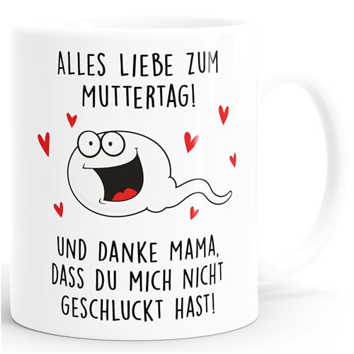 MoonWorks® KaffeeKaffee-Tasse Danke dass du mich nicht geschluckt hast Geschenk Mama Muttertag lustig Spermium Uni-weiss Keramik-Tasse
