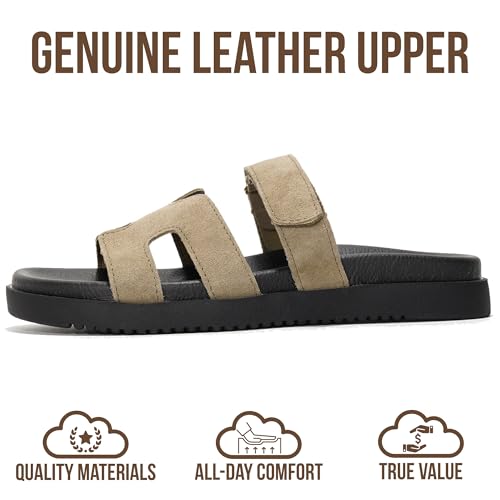 Image of Project Cloud 100% Genuine Leather Sandals for Women Footwear - Stylish Womens Sandals with Plush & Soft Insole - Non-Slip and Water-Resistant Beach Sandals Slides for Women (Mayvy)