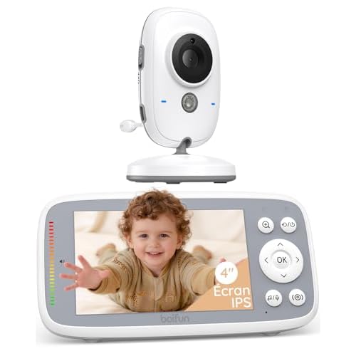 Moniteur Bébé, BOIFUN Babyphone Vidéo Caméra Surveillance Numérique sans Fil avec 3.2”LCD, VOX, Vision Nocturne, Communication Bidirectionnelle, Capteur de Température, Berceuses, Rechargeable