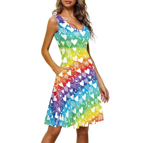 TOADDITDO Women's Sleeveless O Neck Beach A-Line Party Coctail Tank Dresses Flared Sundress2