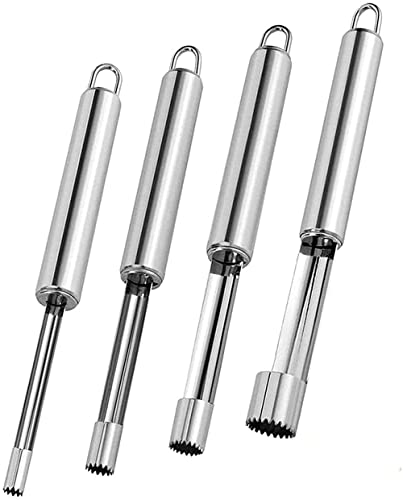 LATRAT Juego de 4 piezas de acero inoxidable para descorazonar manzanas y peras, descorazonador de manzanas de acero inoxidable, utensilios de cocina para frutas y verduras