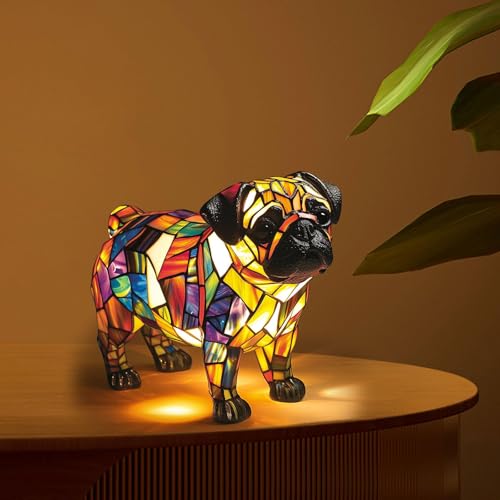 Donubiiu Handgefertigte Lampe, Dackel Bulldogge Border Collie Pudel, Dekorative Led Hundelampe, die Herzen Erstrahlen lässt (Malteser)