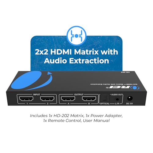 image for OREI HDMI Switcher Matrix – 2 in 2 out HDMI Matrix Switch - Resoluti