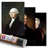 Quarterhouse 3 Poster Early American Presidents Set, Social Studies Classroom Learning Materials for K-12 Students and Teachers, 12 x 18 Inches, Made in USA