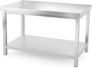 Générique Professional Stainless Steel Central Table 100 x 60 cm with Shelf – Kitchen Worktop