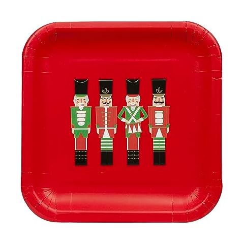 Nutcracker Themed Red Square Paper Plates Cover