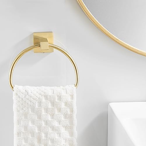 Leyden Brushed Gold Hand Towel Holder, Bathroom Towel Ring, Bath Hand Towel Hangers Wall Mounted Half Round Modern by Leyden - Used condition - Image 2