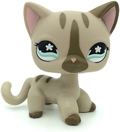 kenven Littlest Pet Shop #468 Gray Short Hair Cat Kitty Tan Blue Eyes LPS