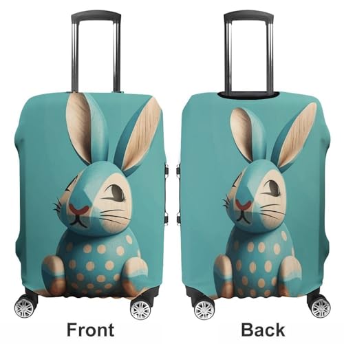 Wooden Bunny Luggage Cover, Washable Elastic Suitcase Cover Protector Fit 18-32 Inch Luggage3