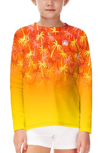 Image of AOBUTE Unisex Kids Rash Guard Long Sleeve SPF 50+ Sun Shirt UV Protection Swim Shirts 3-12 Years