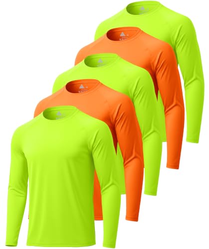 Image of ZITY 5 Pack Long Sleeve Shirts for Men UPF 50+ Sun Protection Fast Dry Lightweight Fishing Swim Rash Guard Workout Shirt