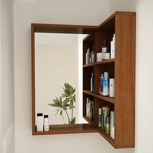 Botiquín de baño con espejo, almacenamiento montado en la pared, armario de pared multiusos para baño o dormitorio