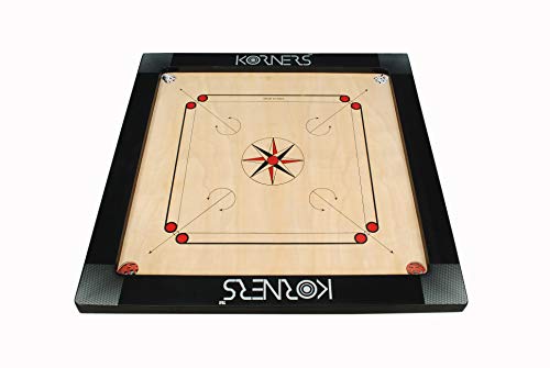 Image of KORNERS Carrom Board with Striker, Coins and Powder, Multicolor (35 Inches Black K35)
