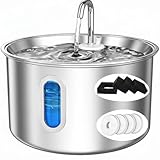 Picture of Cat Water Fountain Stainless Steel,3 L/ 101 oz Pet Water Fountain with 5-Stage Circulating Filtration System,Cat Fountain with Quiet Pump for Cats, Dogs (4 Filters + 4 Sponges)