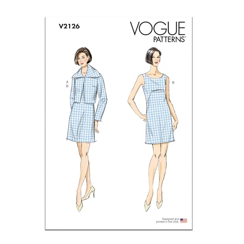 Vogue V2126D5 Miss's Petite Loose-Fitting Jacket and Sheath Dress Sewing Pattern Packet, Design Code V2126, Sizes 4-6-8-10-12