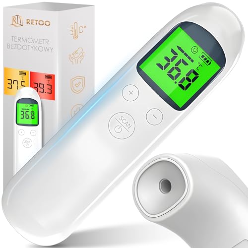Retoo Fieberthermometer Stirnthermometer Digitales Thermometer Infrarot für Babys und Erwachsene Temperaturmessgerät Hygienisch LCD Anzeige 32 Speicherabruf Weiß Retoo Fieberthermometer Stirnthermometer Digitales Thermometer Infrarot für Babys und Erwachsene Temperaturmessgerät Hygienisch LCD Anzeige 32 Speicherabruf Weiß