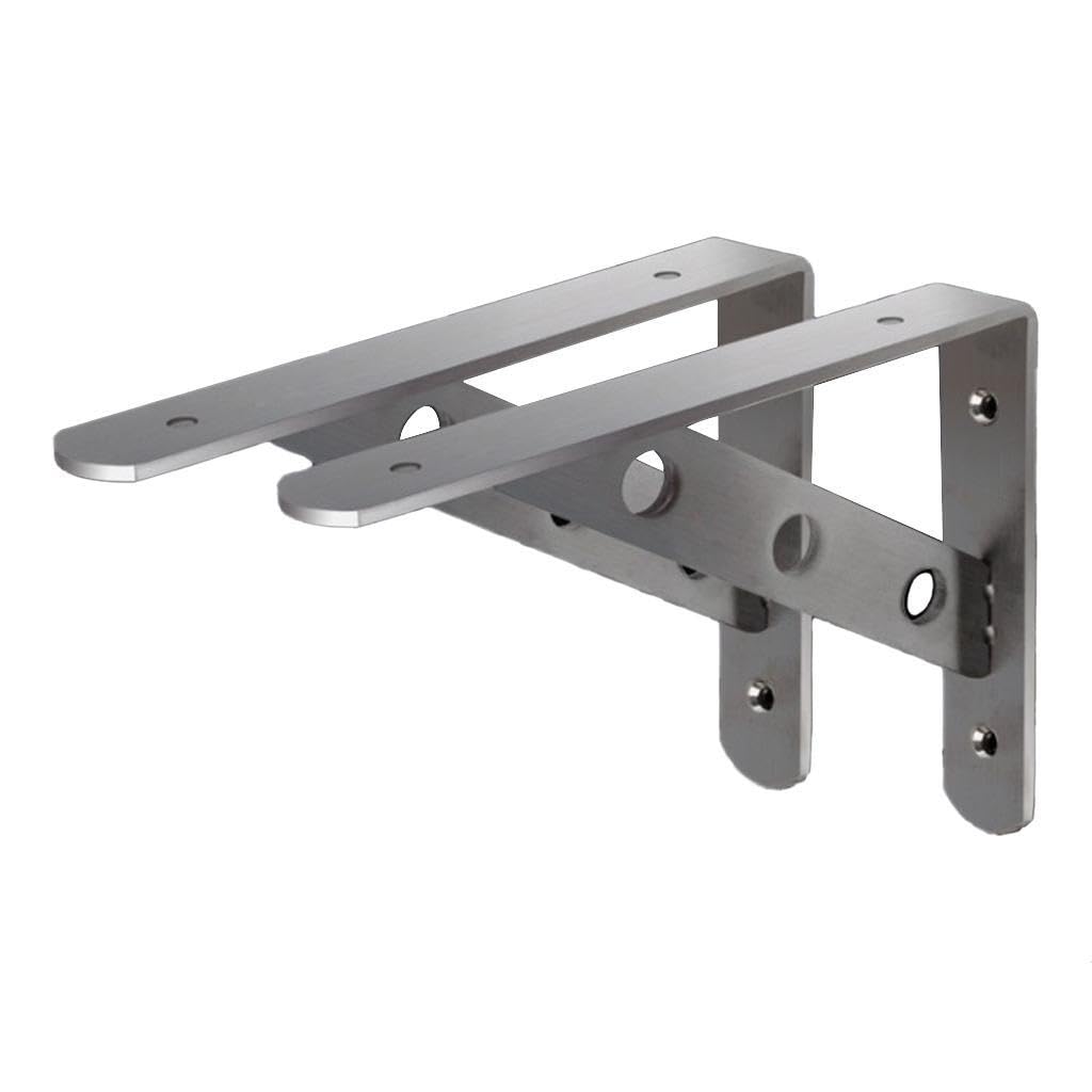 Qlecxzi 2Pieces Wall Mounted Shelf Bracket Stainless Steel Support Rack