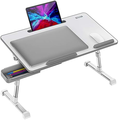 Besign LT06 Pro Adjustable Laptop Table [Large Size], Portable Standing Bed Desk, Foldable Sofa Breakfast Tray, Notebook Computer Stand for Reading and Writing (White)