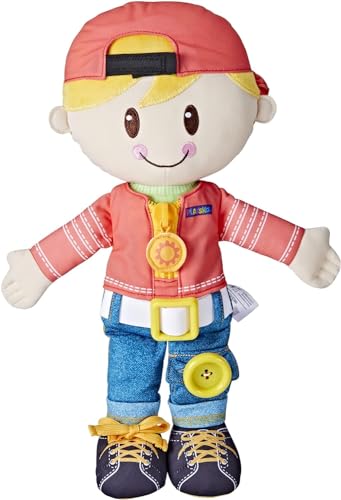 Image of Playskool Dressy Kids Doll with Blonde Hair and Hat, Activity Plush Toy with Zipper, Shoelace, Button, for Kids Ages 2 and Up (Amazon Exclusive)