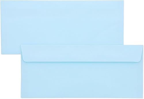 Miniatura 8 de Juvale Paquete de 100 sobres azul claro #10 con solapa cuadrada para enviar cartas, invitaciones (4 18 x 9 12 pulgadas) - Sobres de negocios