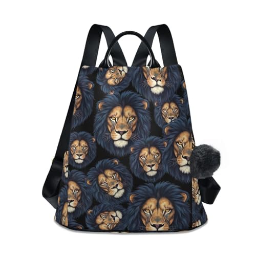 Sac à dos femme sécurisé contre le vol imprimé lion et fleurs