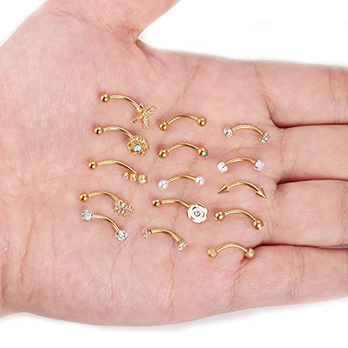 Drperfect Rook Daith Piercing Jewelry 16G Surgical Steel 6Mm 8Mm Curved Barbell Eyebrow Rings Helix Tragus Snug Lip Belly Button Piercing Daith Rook Earrings For Women Men #TOP5