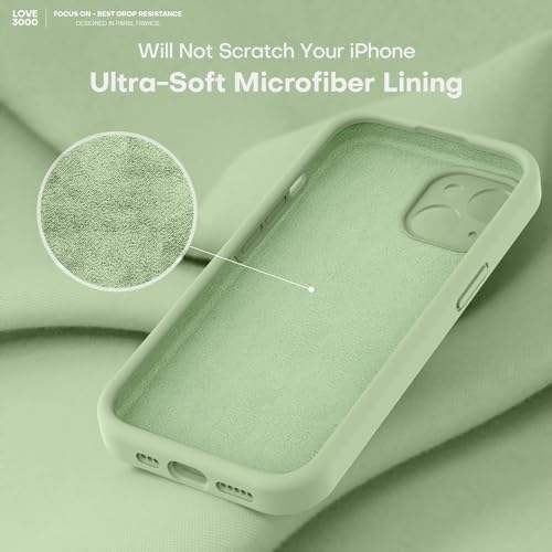 Image of LOVE 3000 Compatible with iPhone 15 Case, [Smooth Silicone Full Coverage Camera] [8ft Drop Protection], Soft Microfiber Lining Full Body Protective Case for iPhone 15 6.1 inch - Matcha
