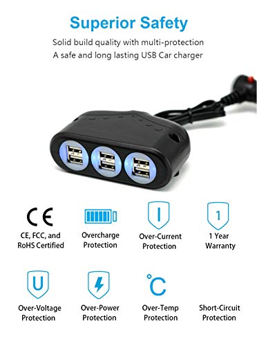 Sconosciuto Cliff-Top® 9.9 Amp Multi-Presa Caricabatteria per Auto (6 Porte USB)