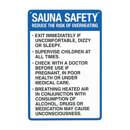 Warning Sign Retro Aluminum Sign Metal Tin Sign, Sauna Safety Sign, Pool Sign Spa Rules Signs, Vintage Style Funny Pool Signs Wall Decor Art 8 X 12 Inches