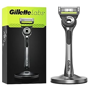 Gillette Labs Men’s Razor + 1 Razor Blade Refill, with Exfoliating Bar, Includes Premium Magnetic Stand
