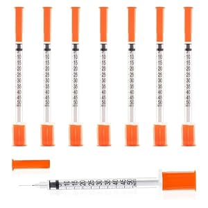 U-100 Syringe with Needle, 30G 1/2cc 5/16 Inch (8mm) Syringe, Individually Wrapped, Pack of 100