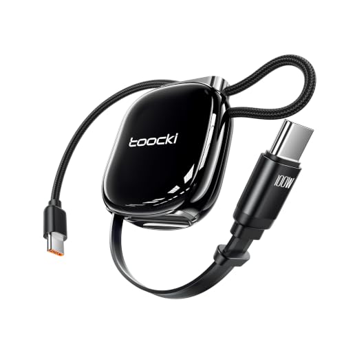 （ストラップ仕様）toocki usb c ケーブル 100W PD急速充電 片引き式 巻き取り式 収納楽々 タイプc-タイプc（約70cm）