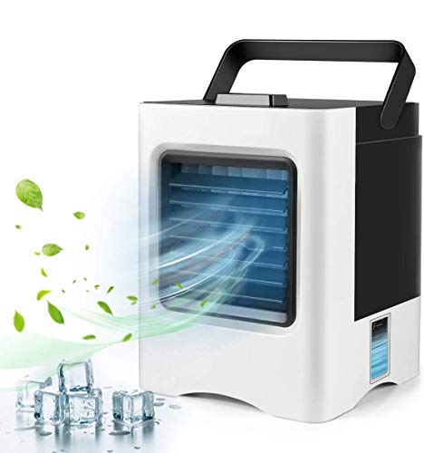 Portable Air Conditioner Fan, Personal Space Evaporative 3-in-1 Air Cooler Rechargeable USB Desk Fan, Quiet Humidifier Cooling Fan with Portable Handle for Home, Office