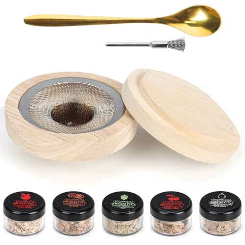 カクテルキット ウィスキーキット オーク材 5種類の木製チップ付き ウィスキースモーカーキット カクテルスモーカーキット 燻製 ウイスキーストーン 母の日 父の日 ギフト 男性