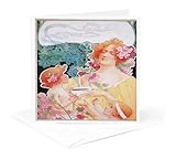 3dRose Vintage Art Nouveau Coffee Advertisement 1 Greeting Card with envelope