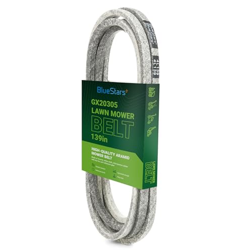 Image of BlueStars GX20305 Mower Deck Belt | Aramid Cord | 1 /2 inch x 139 inch | Deck Belt for 48-inch Deck John Deere L130 L120 Scotts L2548 L2048 Mowers - Replaces GY20571