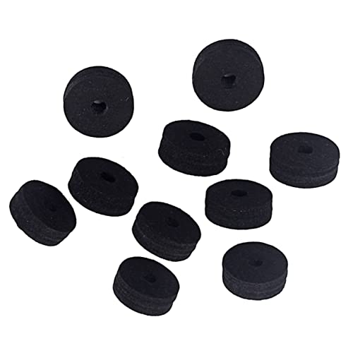 BESPORTBLE 10PCS Felt Washers for Guitar Strap Buttons Durable Black Cymbal Pads Accessory for Drums and Percussion Instruments Strong Buffer to Protect Finish