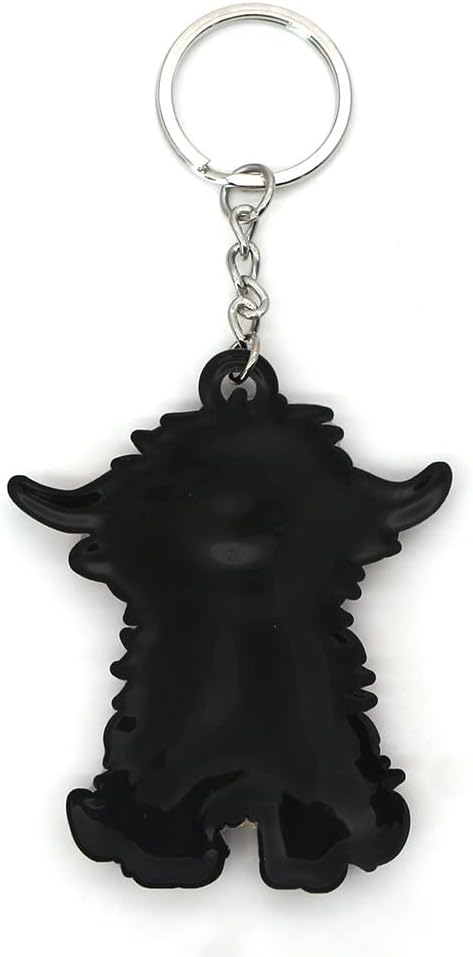 TAYASH Cute Scottish Highland Cow Keychain PVC Keyring for Men Women Kids