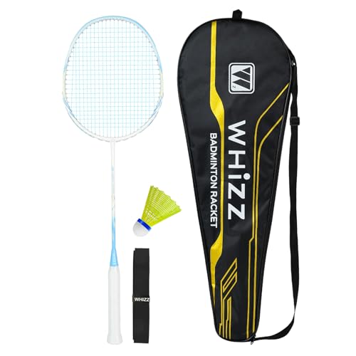 BAIHUALIN WHiZZ ZM520 - Raqueta de bádminton de grafito de carbono, ligera, con volante, asa y bolsa de transporte, color azul