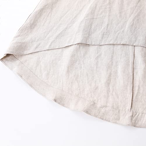 Image of Amazhiyu Women's 100% Linen High Low Midi Dress with Pocket